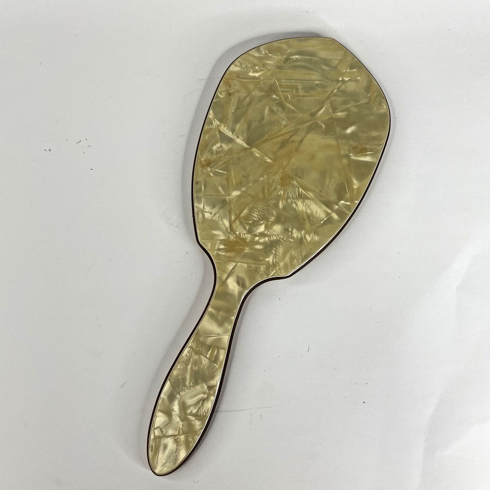 Vtg Keystone Art Deco Vanity Plastic Celluloid Dresser Hand Mirror Pearlized